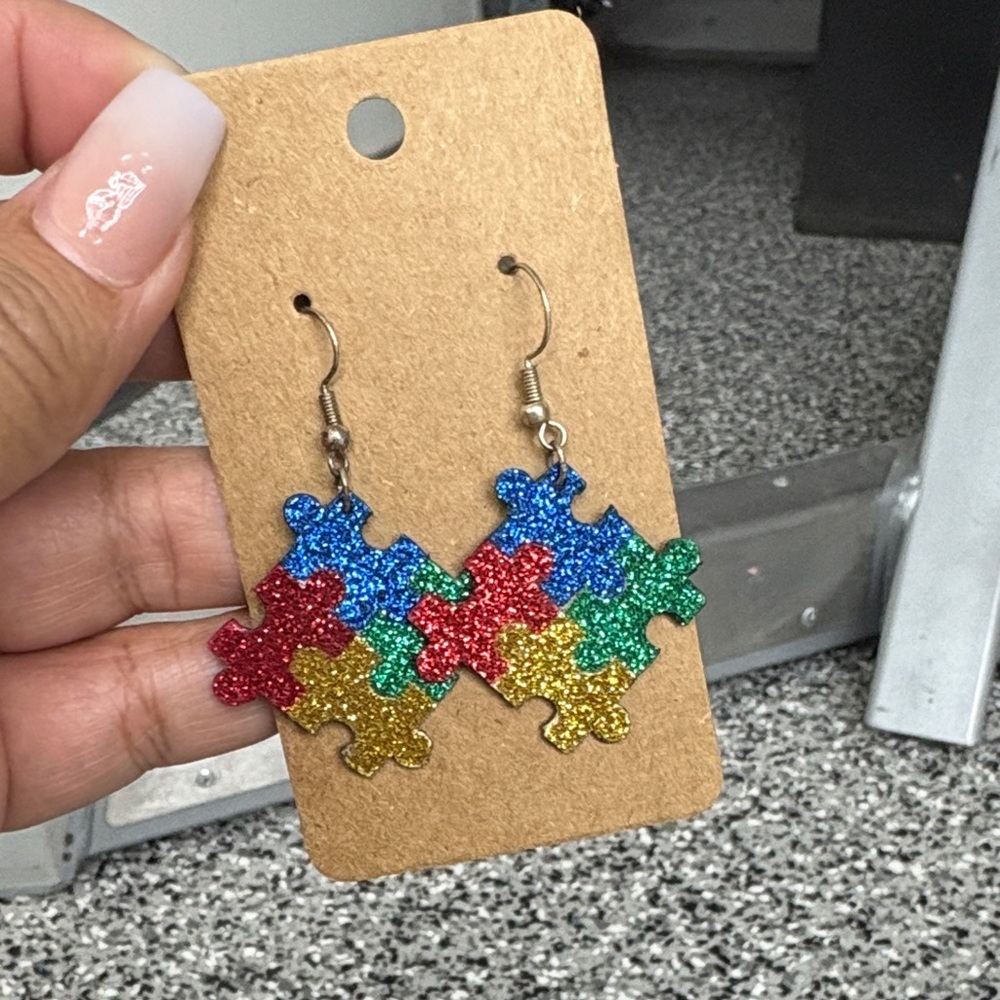 Colorful Puzzle Piece Earrings